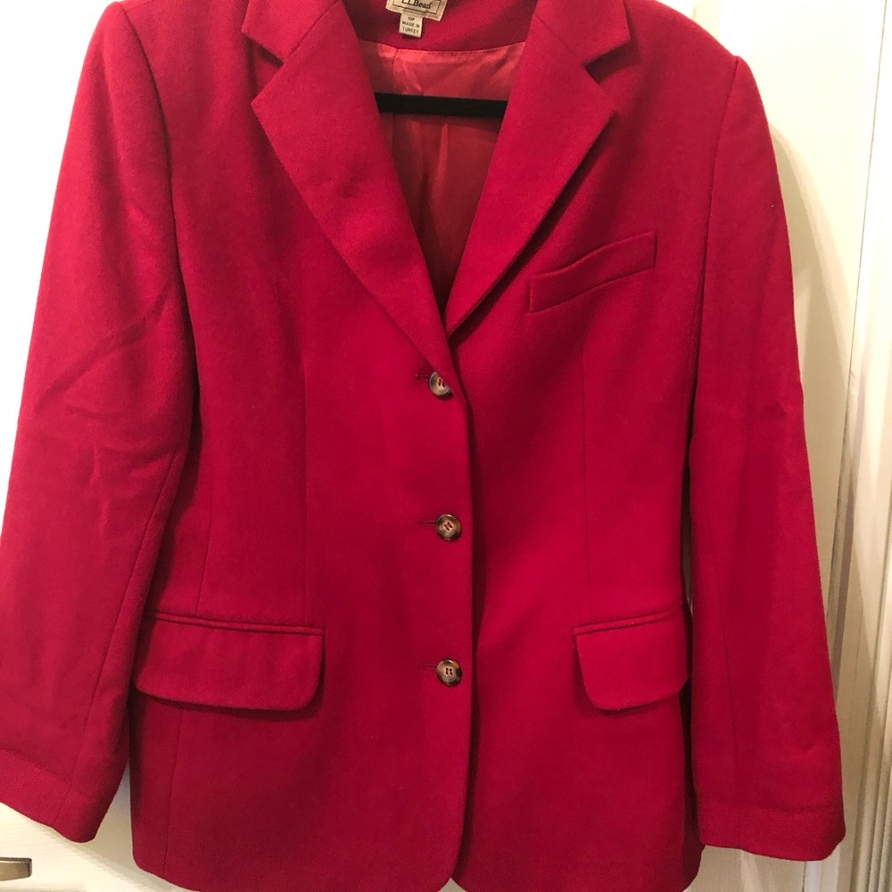 Classic L.L. Bean Red Wool Blazer Jacket